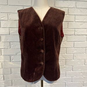 Vintage 80s Amanda Fielding Brown Velvet Vest Womens L